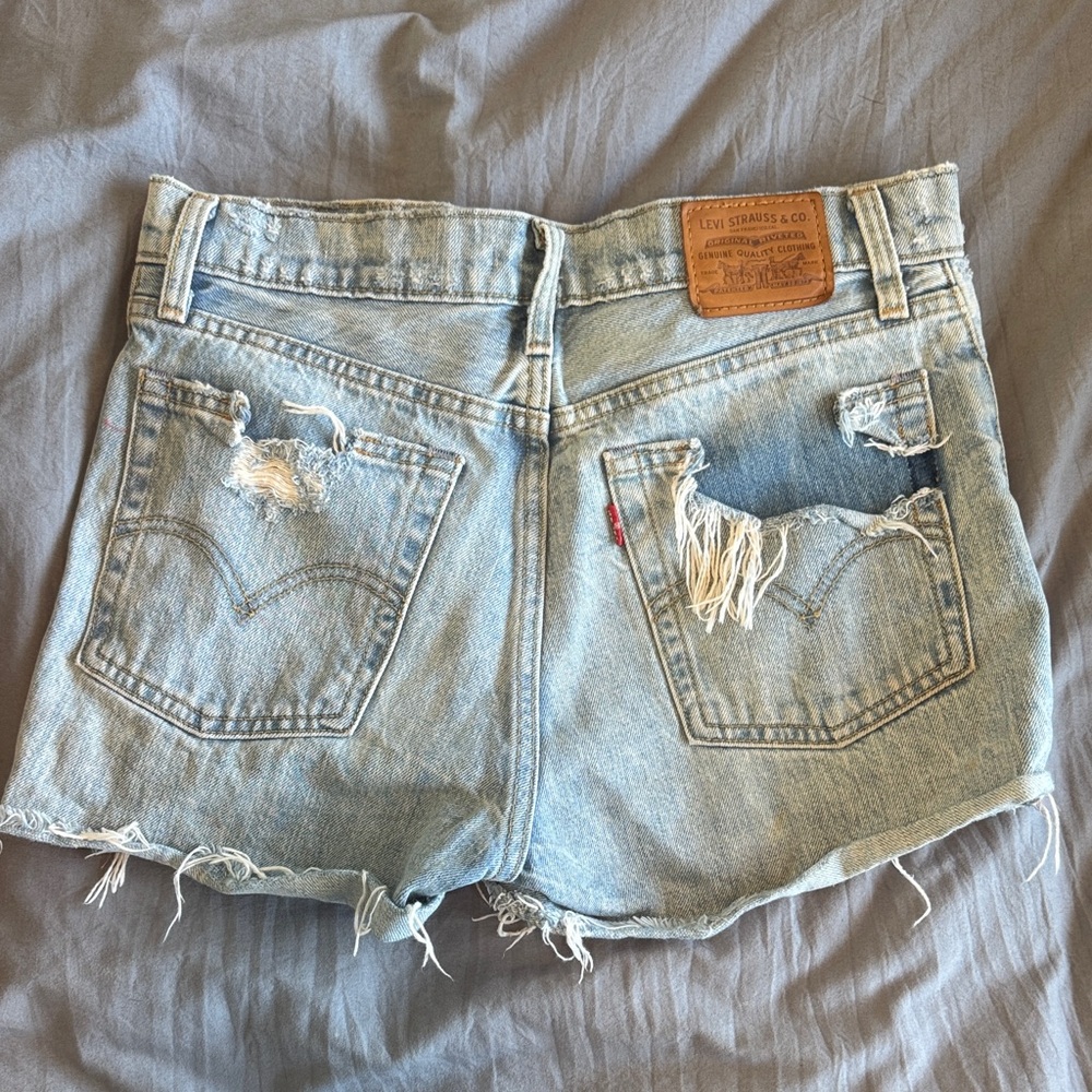 Levi's Light Blue Distressed Jean Shorts